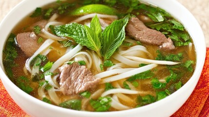 Delicious pho preparation vietnam food bowl cozy kitchen close-up culinary delight