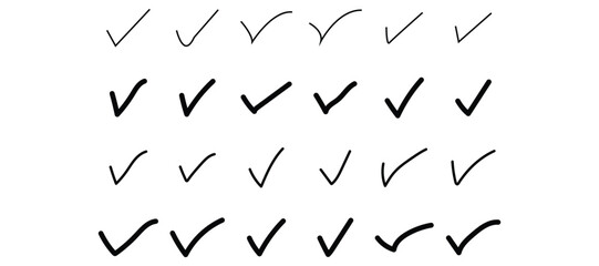 Black line check mark icon sign and symbol set, vector eos 10 file, check mark approval and agree icon, 