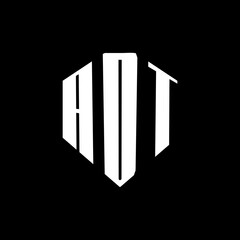 A bold white three-letter a black hexagonal monogram logo design