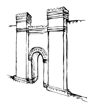Babylonian Gate. Vector drawing scene
