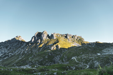 rocky mountain landscape with blue sky