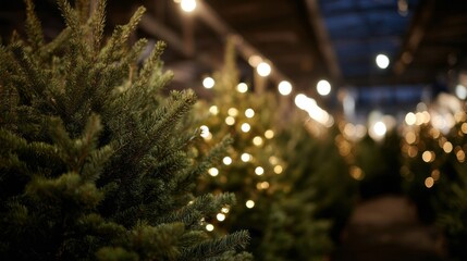 Festive evergreen maze twinkles against twilight, encapsulating Yuletide wanderlust and winter solstice celebration in a forest of lights
