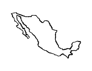 Hand drawn sketch Mexico map illustration background