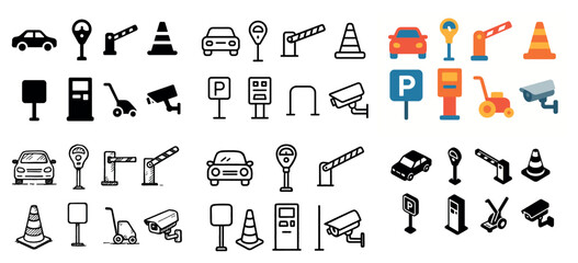 Parking and traffic icon set collection