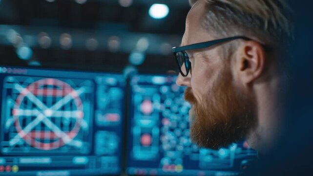 Industrial Energy Grid, engineers monitoring renewable power integration in smart manufacturing environment, futuristic screens.