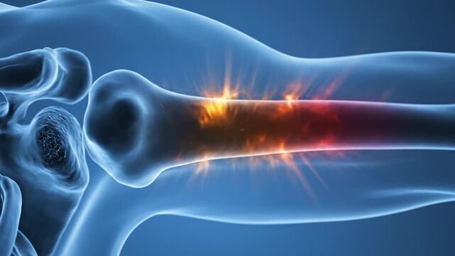 Medical Animation Showing Painful Bone Inflammation in Arm.
