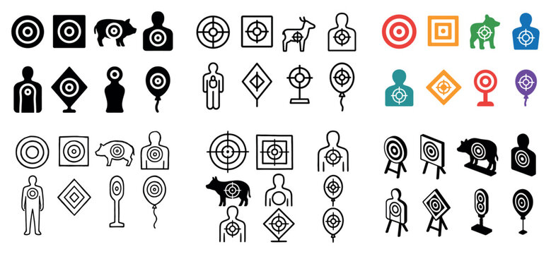 Diverse target icons for practice and competitions