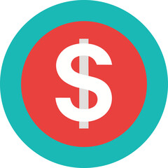Round dollar sign badge icon with a smooth color gradient