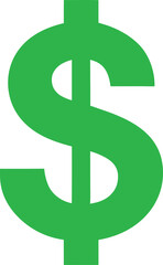 Simple green dollar sign icon on white background