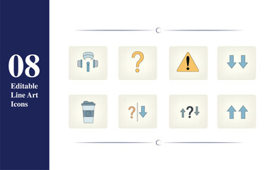 Modern business and office icon set for professional presentations and digital applications