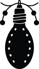 Christmas light bulb silhouette Black silhouette of a festive light bulb with decorative dots