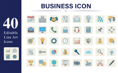 Modern business and office icons for professional presentations and digital projects