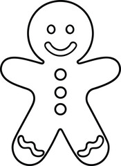 Gingerbread man line art simple cookie outline vector