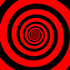 Black and red hypnotic optical Illusion spiral background