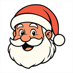 Joyful santa claus face with merry christmas hat and white beard vector