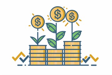 Growing Wealth Business Investment Money Tree Financial Success and on transparent background