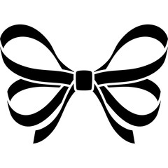 Black bow ribbon decorative elegant formal accessory with transparent background isolated simple graphic element