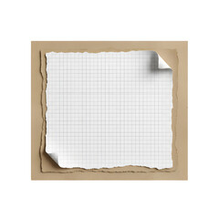 Torn paper collage with brown kraft paper and white grid notebook paper layers, decorated with ripped tape. Minimal vintage aesthetic for scrapbook, journaling, and digital collage projects