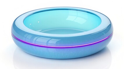 Modern blue circular container with subtle purple glow