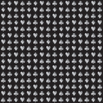 Seamless pattern of playing card symbols. Vector illustration.