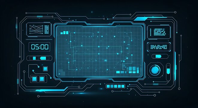 Futuristic HUD Interface - Advanced Technology Display with Data Visualization.