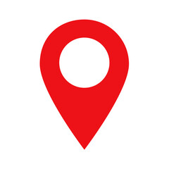 Simple red location pin icon on a clean transparent background
