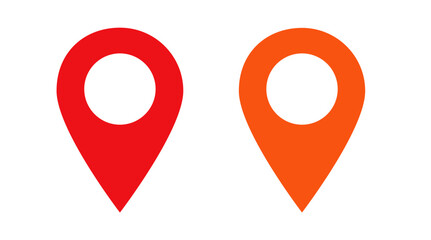 Fototapeta premium Simple red and orange location pin icon on a clean transparent background