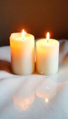 Soft Candlelight Illuminates Dark Room, Creating a Warm and Relaxing Ambiance Perfect for Meditation, Wellness Websites, and Social Media