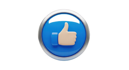 3D Thumbs Up Like Button Icon for Social Media Approval and Positive Feedback.