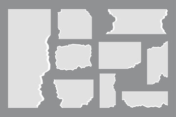 Collection Of Torn Paper Pieces With Jagged Edges ripped