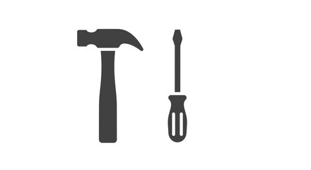 Hammer and Screwdriver Icon Essential Tools for Construction and Repair