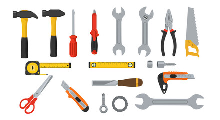 Tool Collection Flat Lay of Essential Hand Tools for DIY Projects and Home Repair