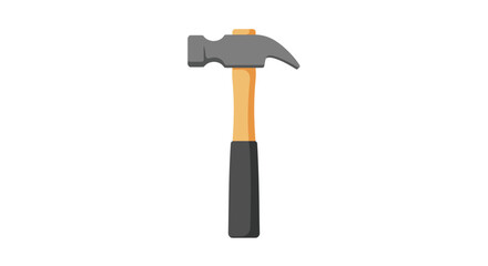Illustration of a Classic Hammer with Wooden Handle and Metal Head