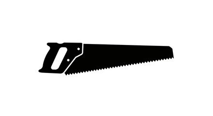 Black Silhouette Illustration of a Hand Saw on White Background