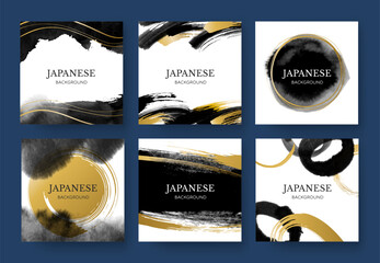 墨と金色の筆の背景コレクション