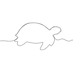 Turtle reptile illustration. Continuous line drawing Vector. Minimalist slow animal art. Shell simple outline.