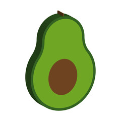 Avocado fruit illustration. Green food object. Isometric Vector shape. Organic health symbol.