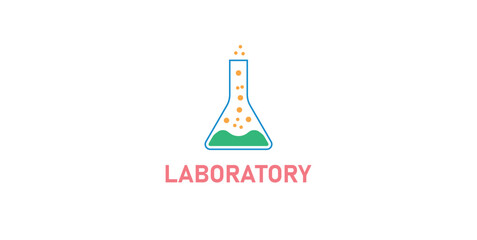 Erlenmeyer Flask logo. Chemistry Laboratory Icon.