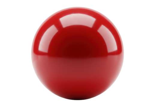 Isolated shiny red ball object, macro studio shot, glossy sphere shape against plain backdrop