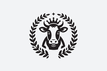 Crowned Cow Logo  Vector