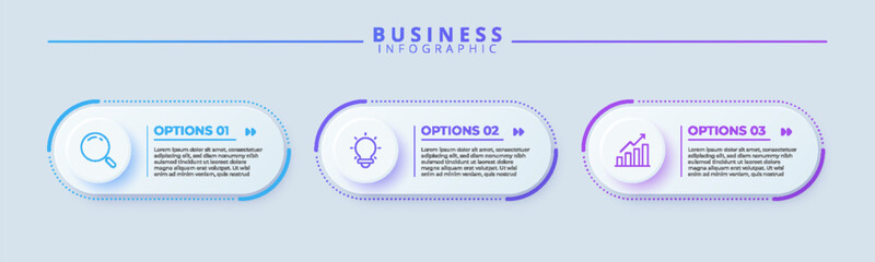 Infographic thin line design with icons and 3 options or steps. Infographics for business concept. Can be used for presentations banner, workflow layout, process diagram, flow chart, info graph