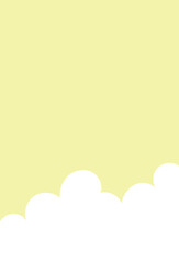 Minimalist illustration of white clouds on a pastel yellow sky background, evoking a clean and peaceful atmosphere.
