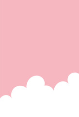 Minimalist illustration of white clouds on a pink sky background, evoking a clean and peaceful atmosphere.