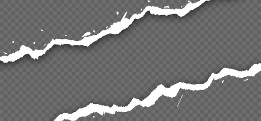 Seamless torn paper edge texture with realistic shadow effect. Ripped paper border design for background, banner, or poster templates.