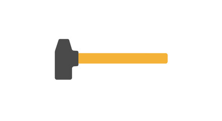 Minimalist Illustration of a Hammer Tool with Wooden Handle on White Background