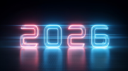 futuristic glowing numbers 2026 in neon pastel colors