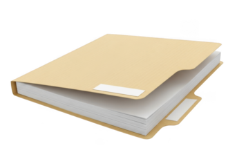 Folder with documents and papers isolated on transparent background
