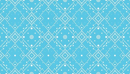 An abstract geometric pattern featuring light blue background with white connected lines forming diamond-like shapes