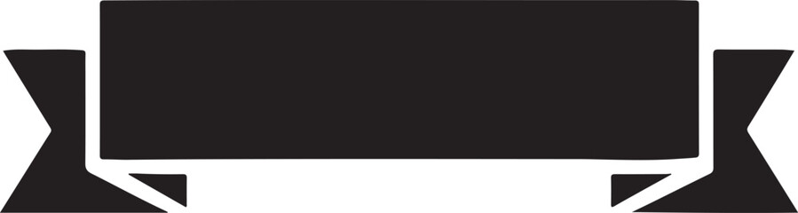 Folded ribbon banner silhouette with 3D depth illusion, ideal for decorative and label design.