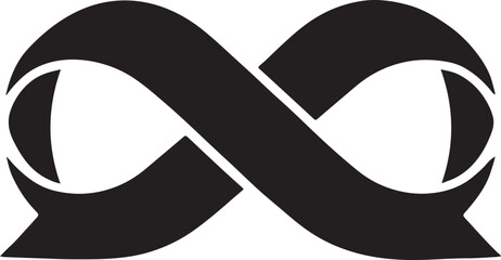 Layered ribbon banner forming infinity shape in minimal silhouette, ideal for modern design.